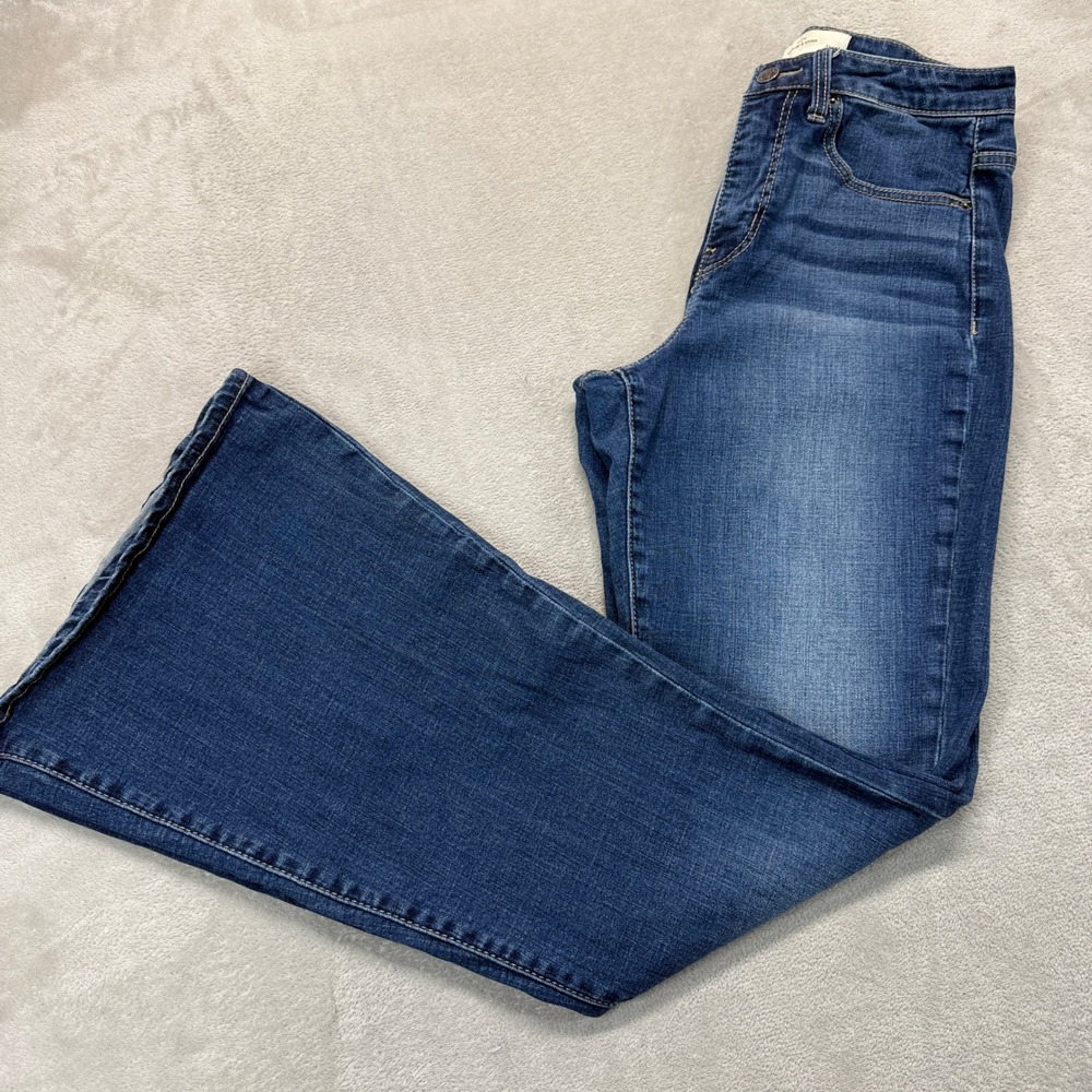 Sterling & Stitch Jeans Womens 29 Flare Blue High Rise Whiskered Dark Wash Denim
